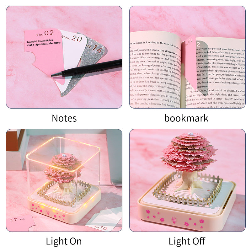 Cherry Blossom Tree Model Hand Tear-off 3D Calendar Memo Pad With Light