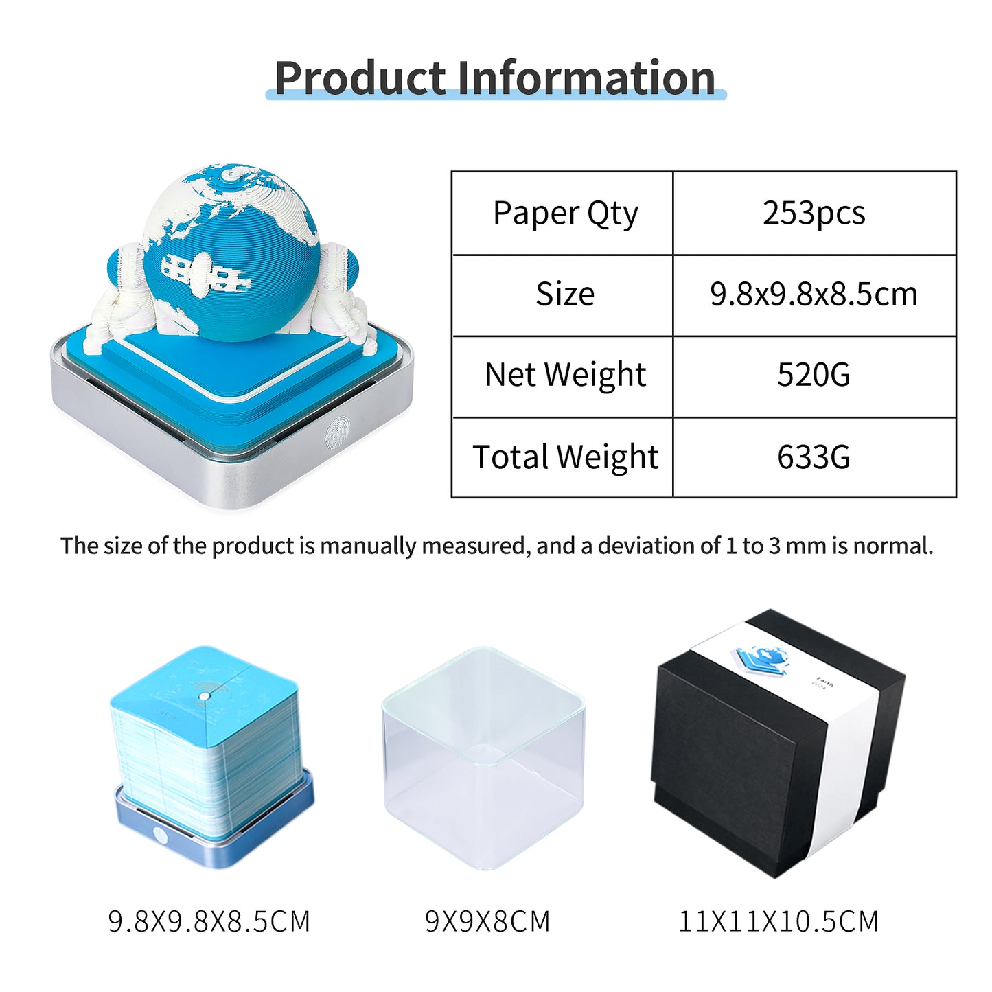 Earth 2025 Calendar 3D Memo Pad