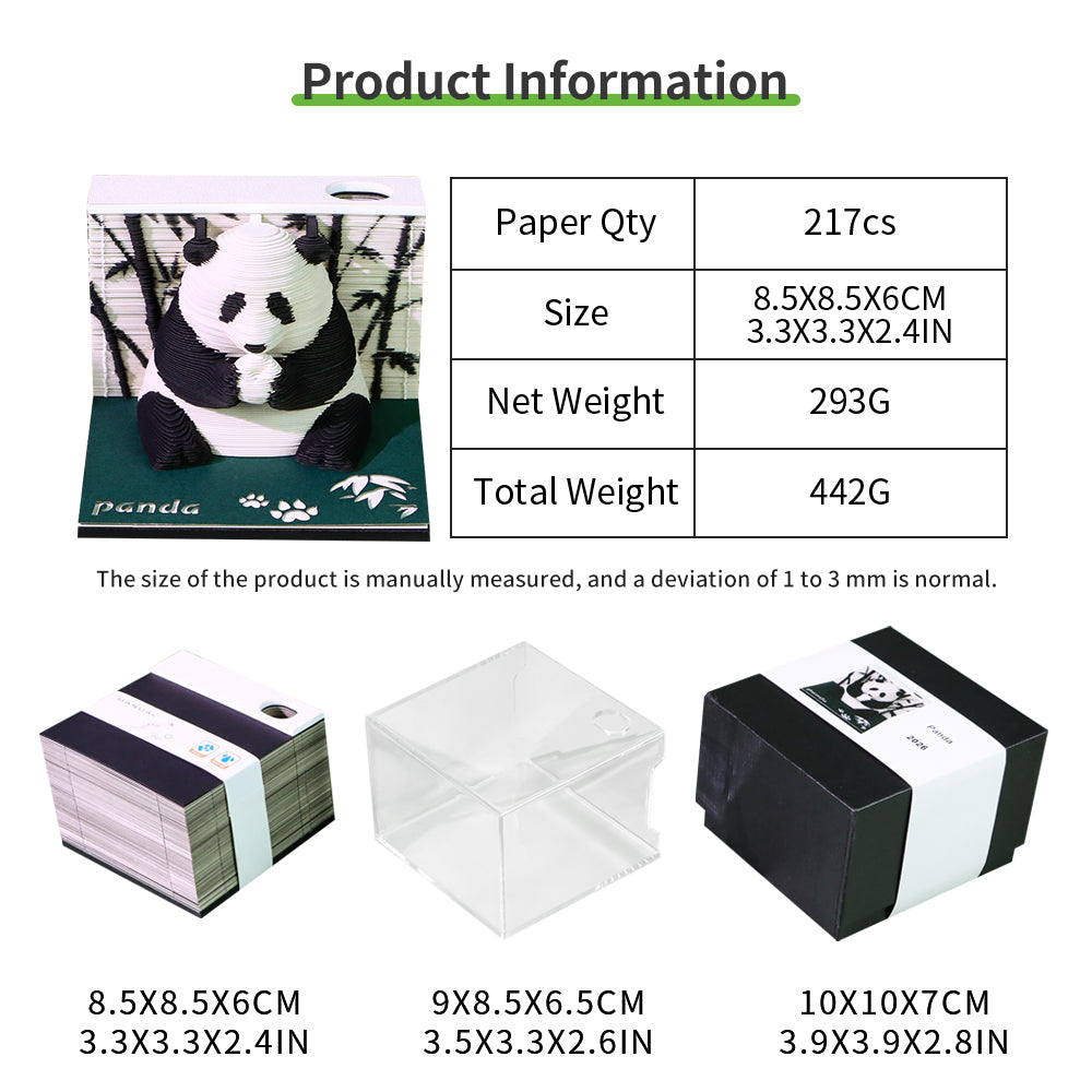 Panda 3D Memo Pad(3D Calendar 2026)
