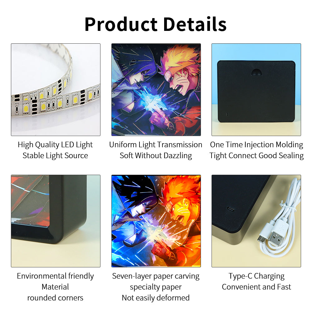 Creative Anime Character Paper Craving Lamp(Black Shadow Box Frame)