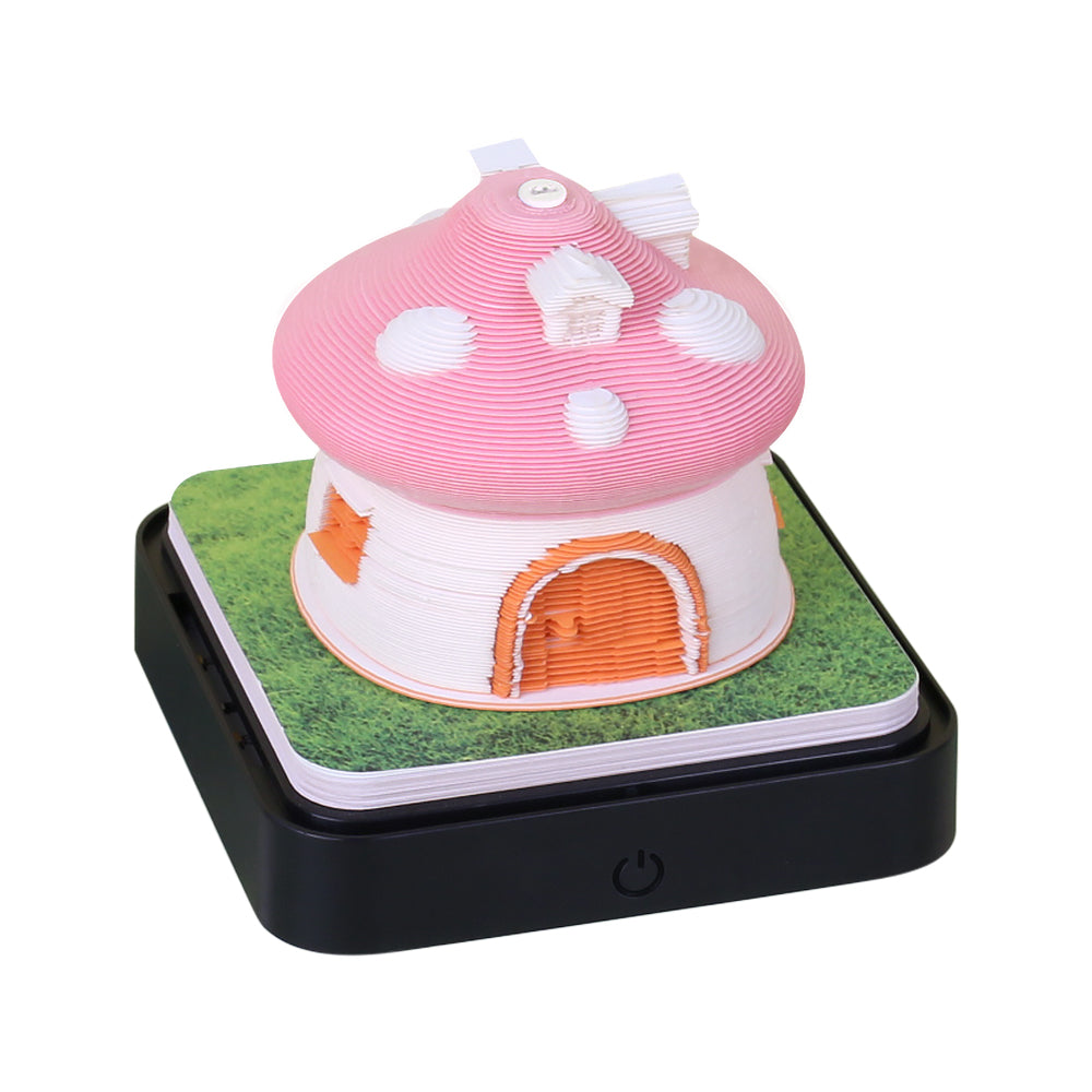 Mushroom Model Hand Tear off 3D Calendar Memo Pad With Light