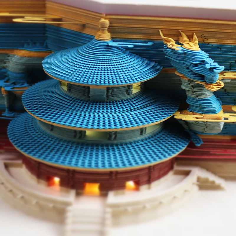 Temple of Heaven Miniature Model Hand Tear off 3D Calendar Memo Pad With Light