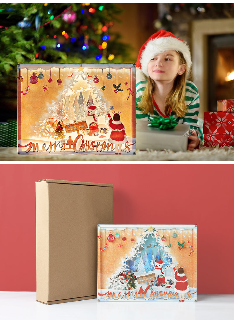 Christmas Paper Cut Carved Light Box with Led Light