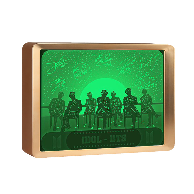 Korean Boys' Team BTS Paper Cut Light Box with Led Light