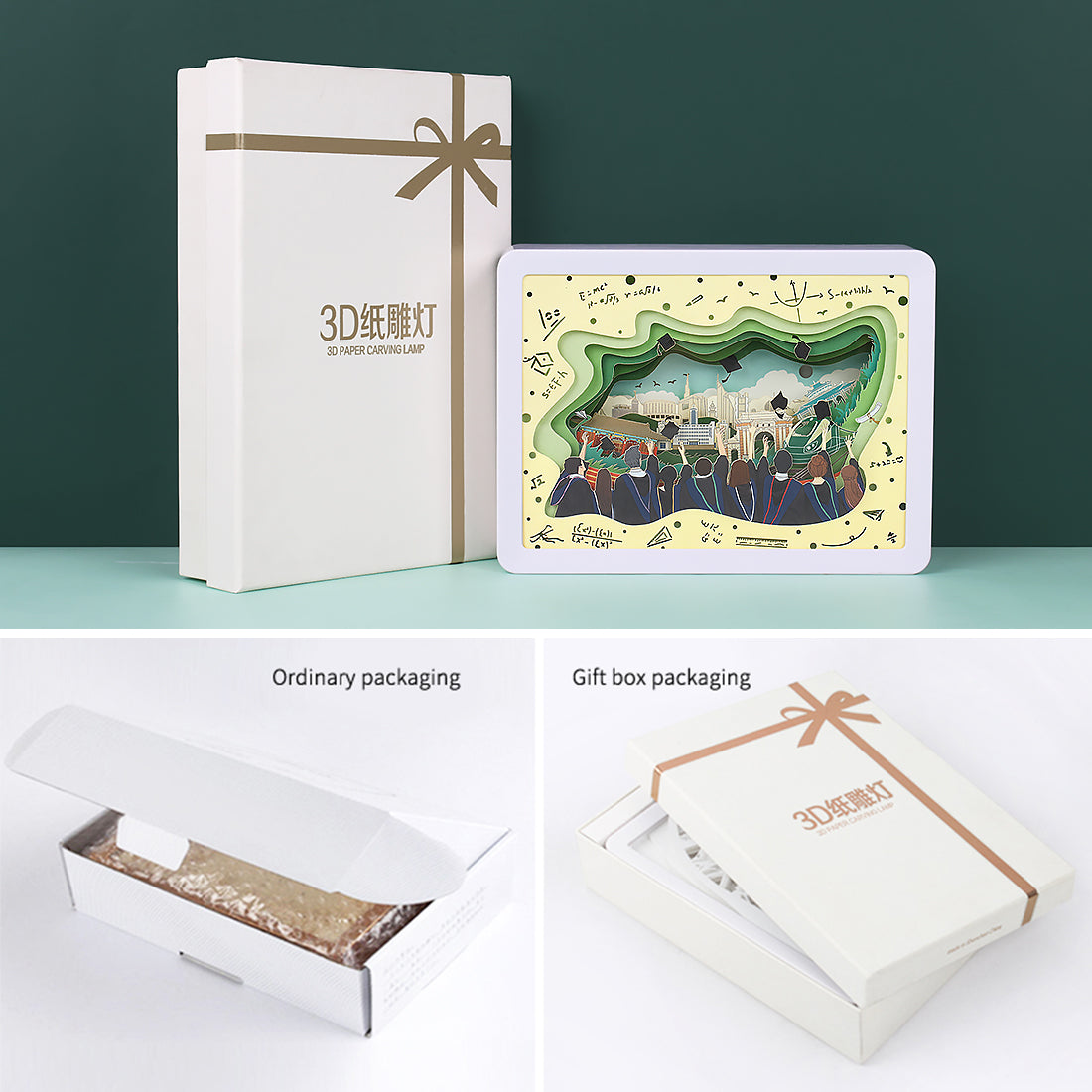 Graduation Gift School theme Paper Cut Carved Light Box with Led Light