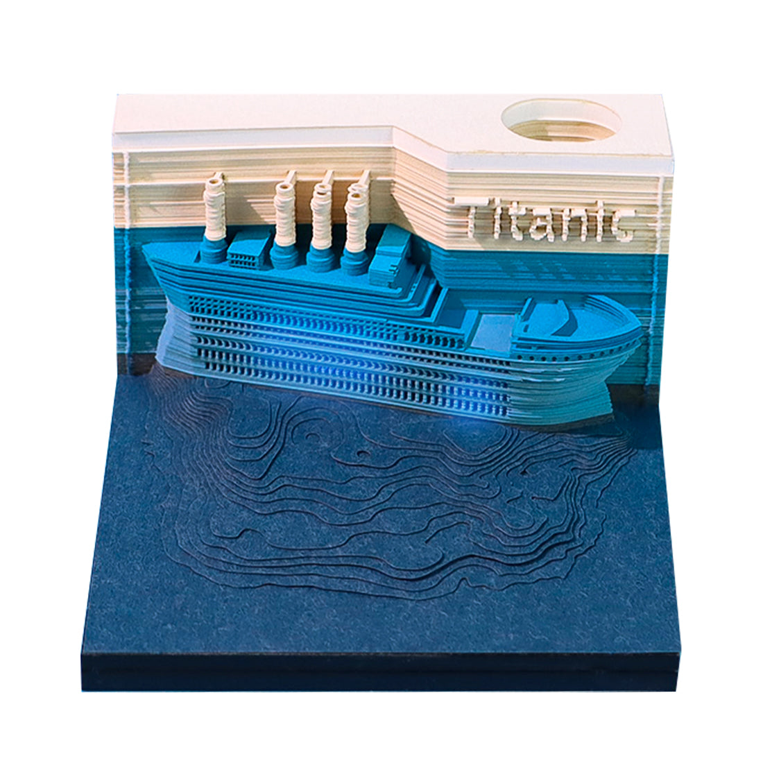 Titanic Model Hand Tear off 3D Calendar Memo Pad With Light