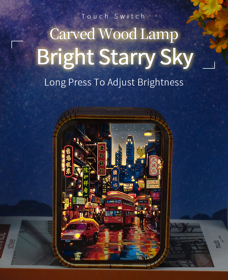 Hong Kong night wooden carving lamp