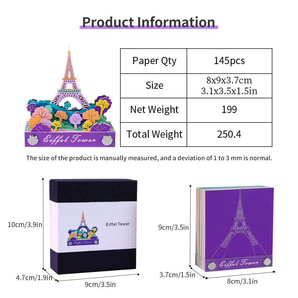 Eiffel Tower And Flower 3D Memo Pad