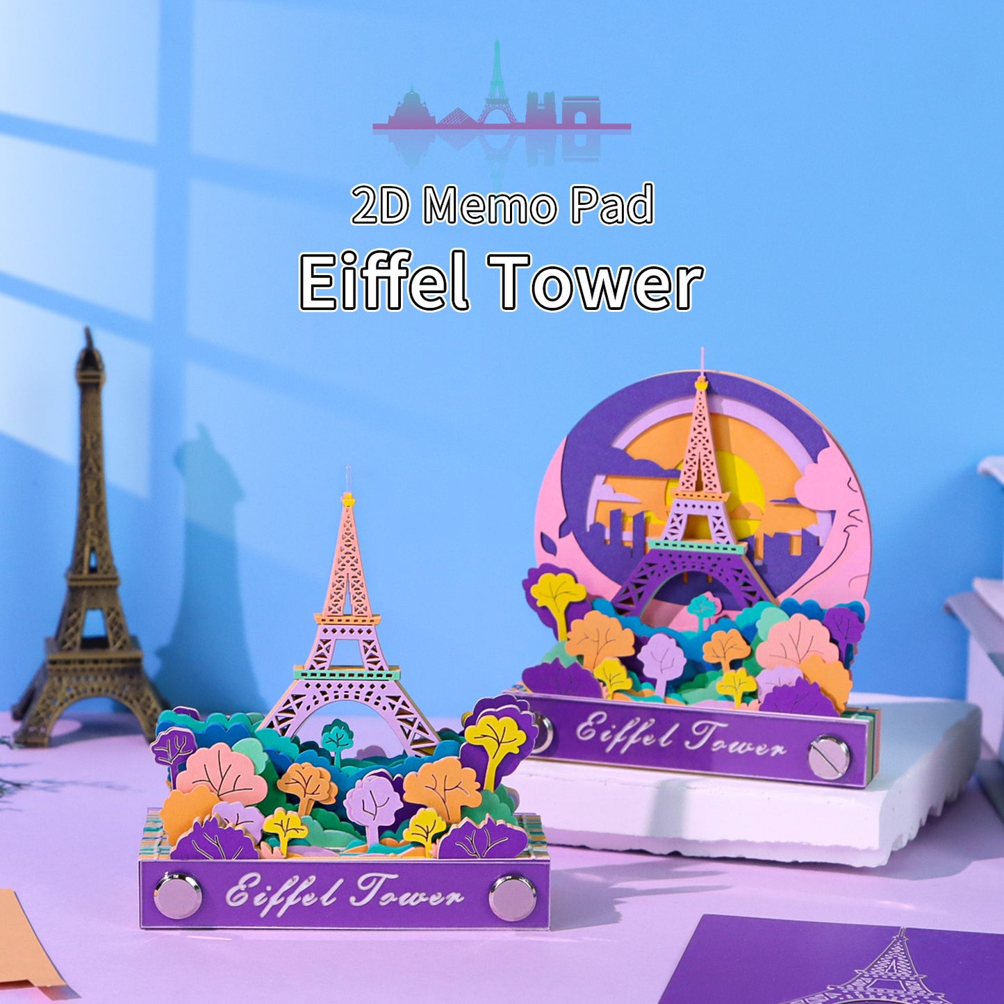 Eiffel Tower And Flower 3D Memo Pad