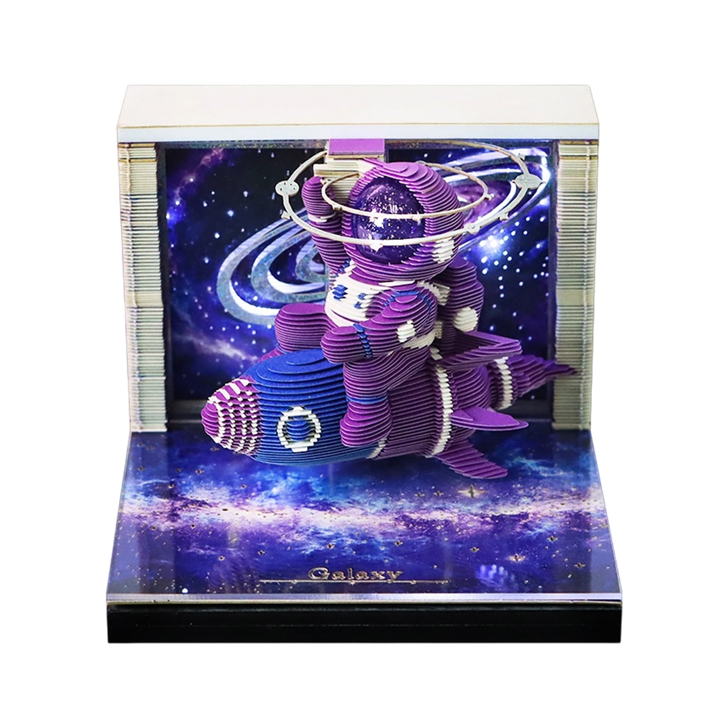 Cartoon Interstellar Astronaut Model Hand Tear-off 3D Calendar Memo Pad With Light