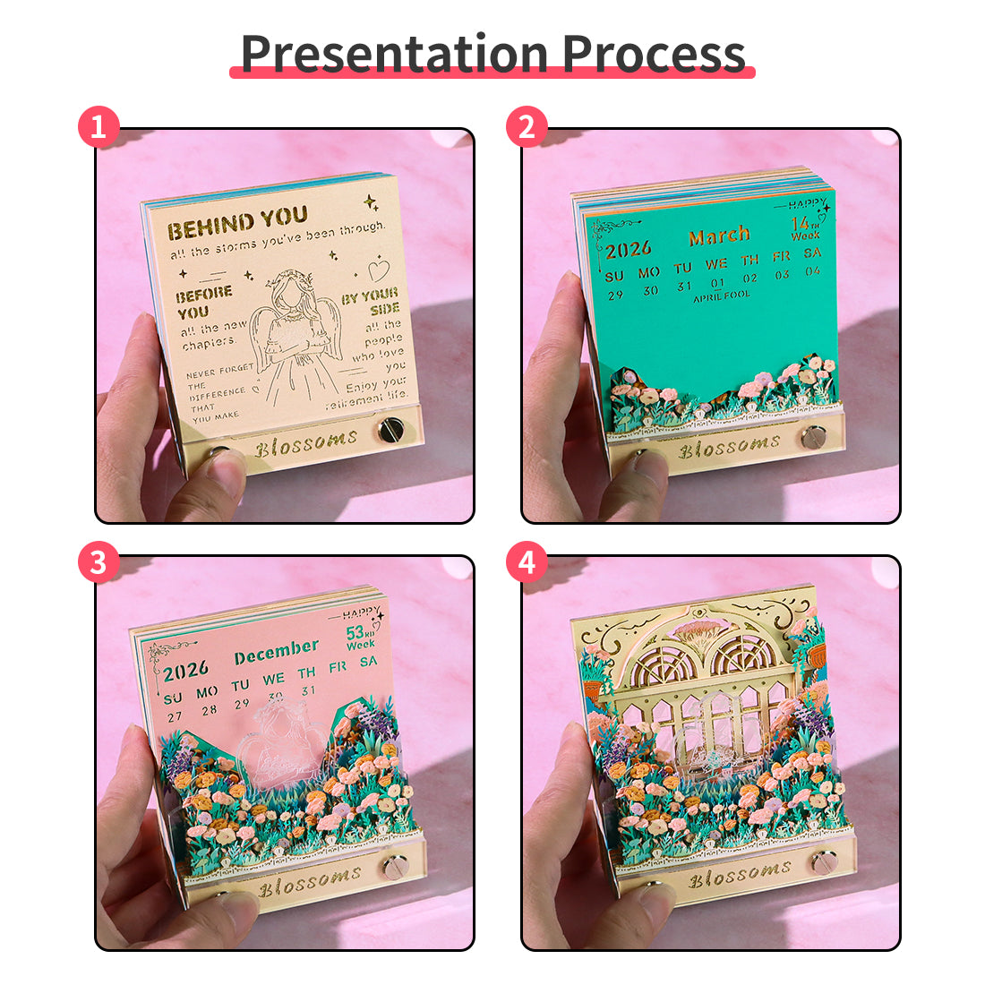 Carnation Flower Blossoms 3D Memo Pad（3D Calendar 2026）