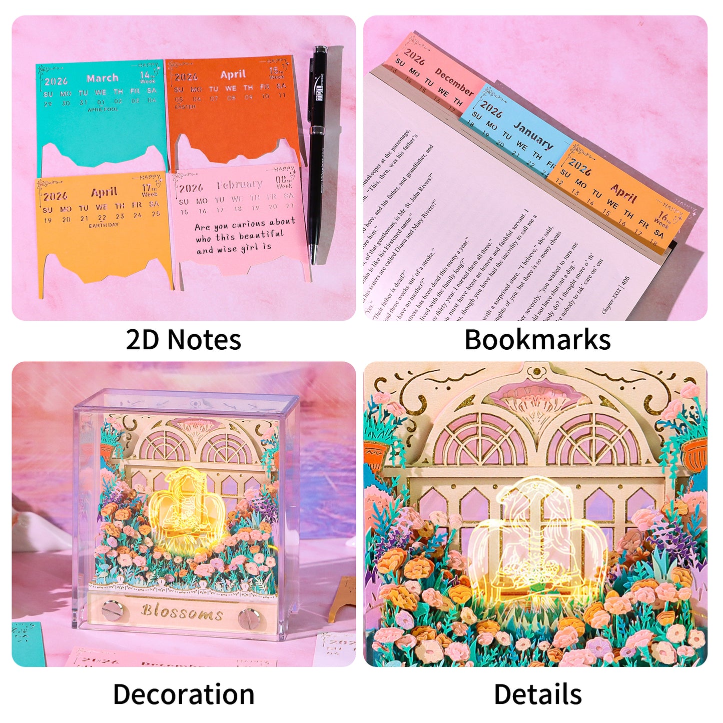 Carnation Flower Blossoms 3D Memo Pad（3D Calendar 2026）