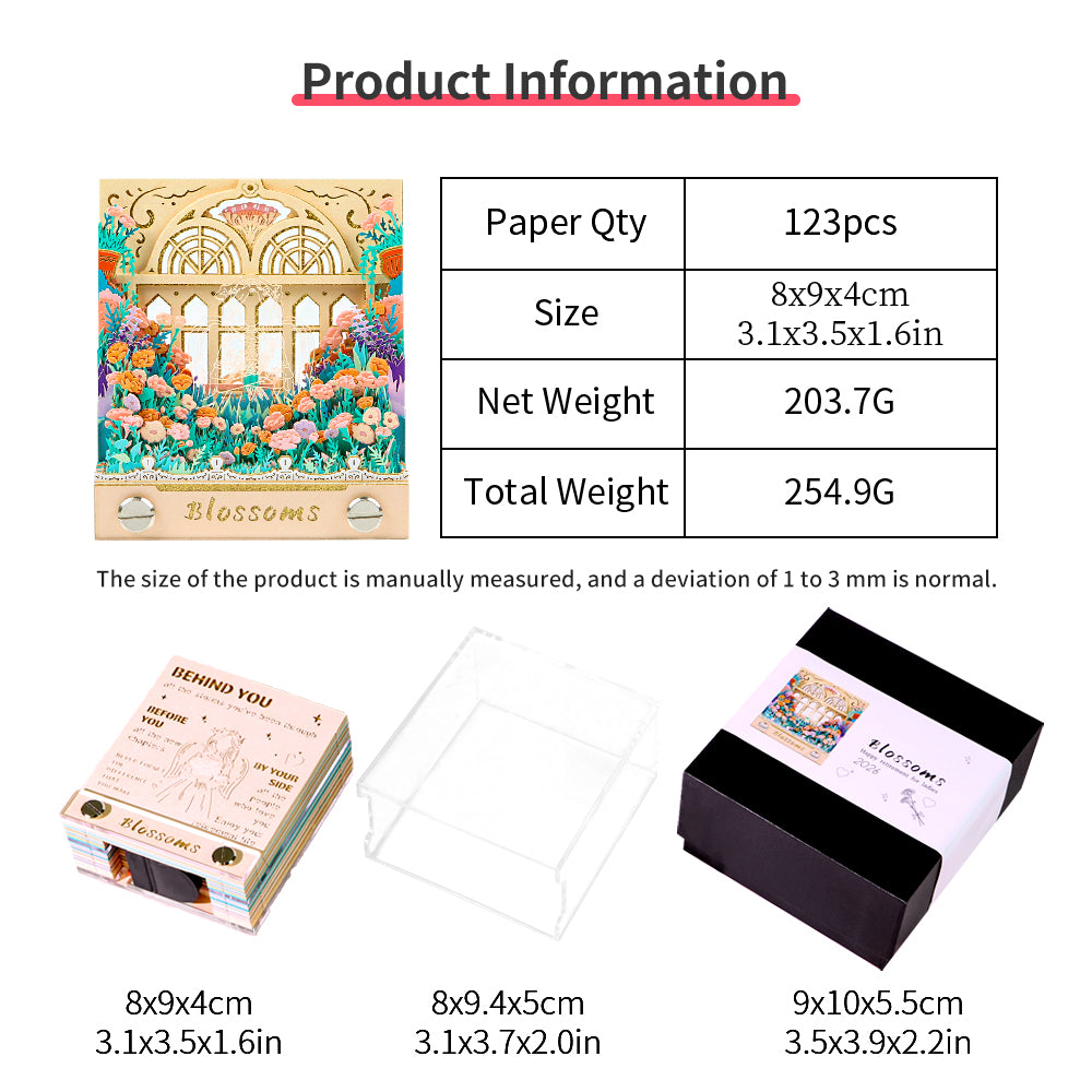 Carnation Flower Blossoms 3D Memo Pad（3D Calendar 2026）