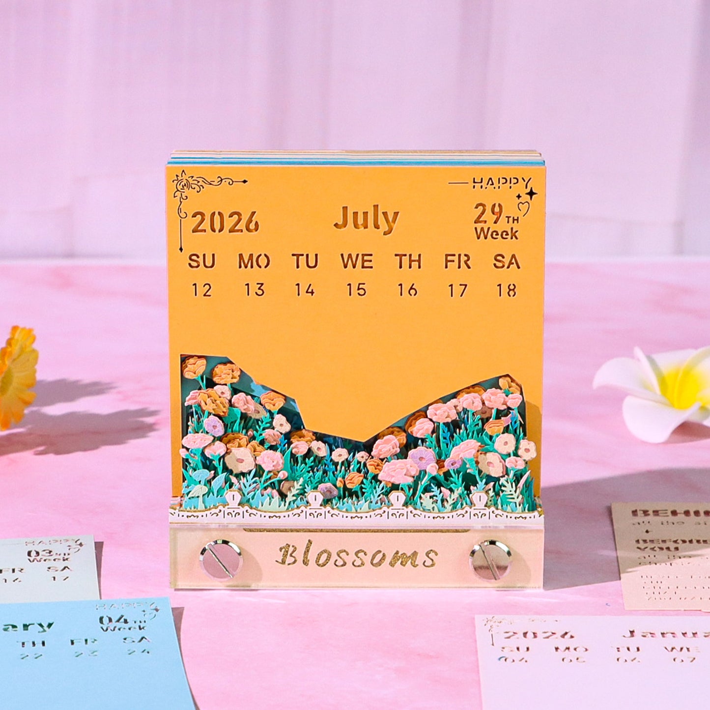 Carnation Flower Blossoms 3D Memo Pad（3D Calendar 2026）