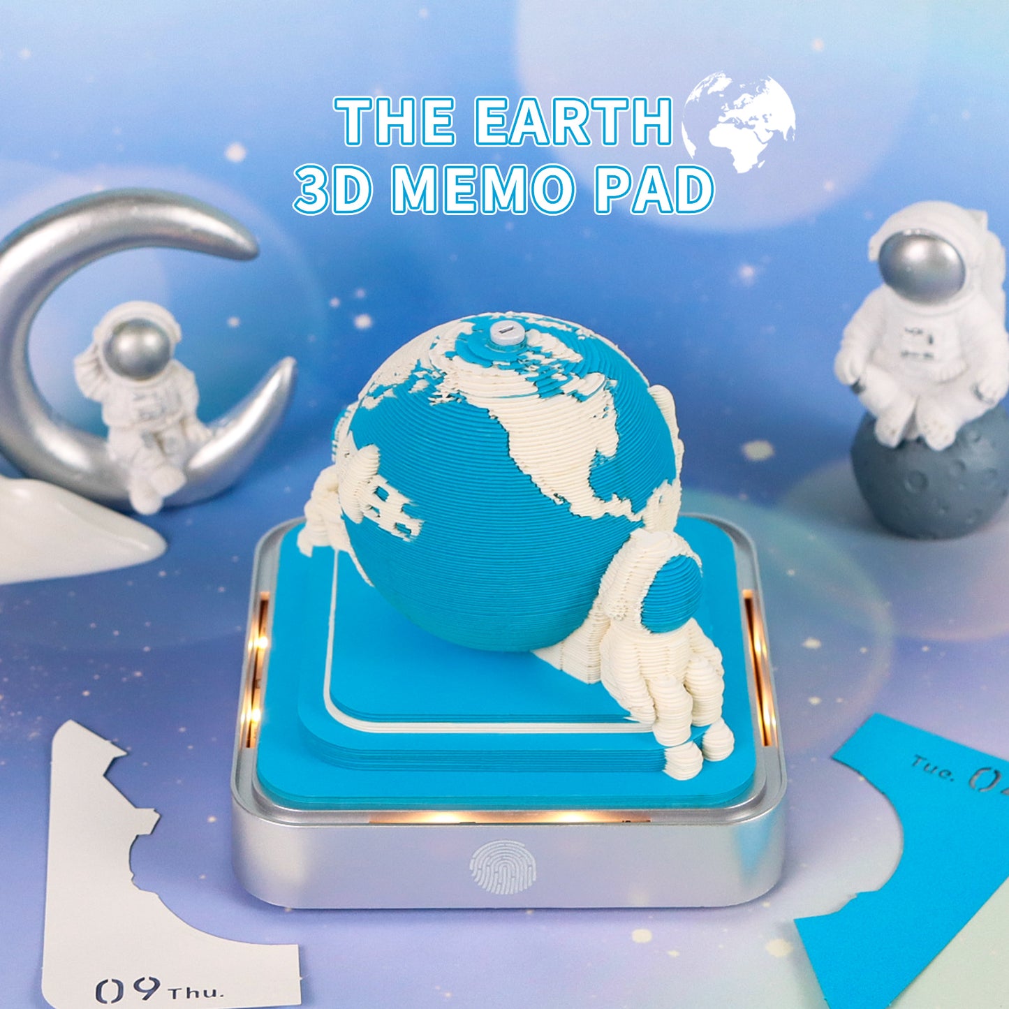 Earth Model Hand Torn Memo Pad 3D Calendar (Silver Base）