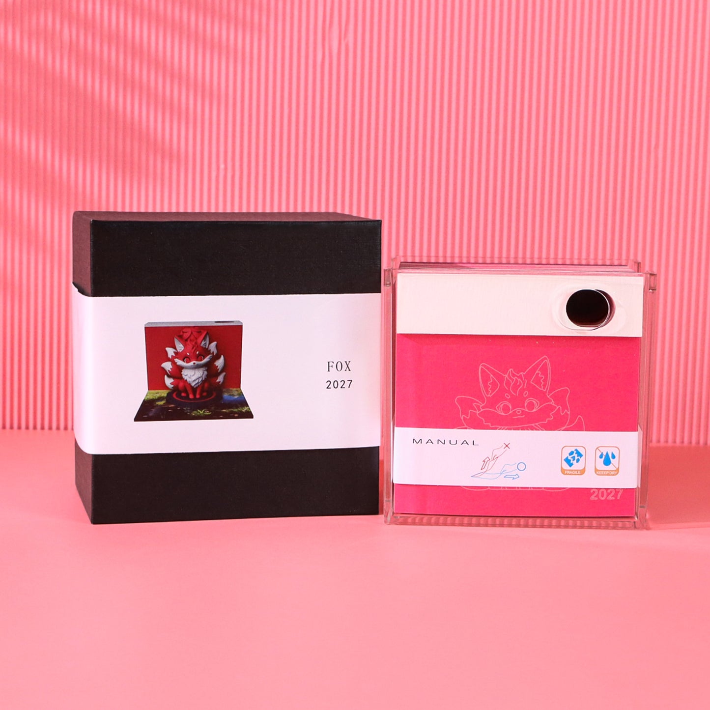 Legendary Nine Tailed Fox Model Hand Tear off 3D Calendar Memo Pad With Light