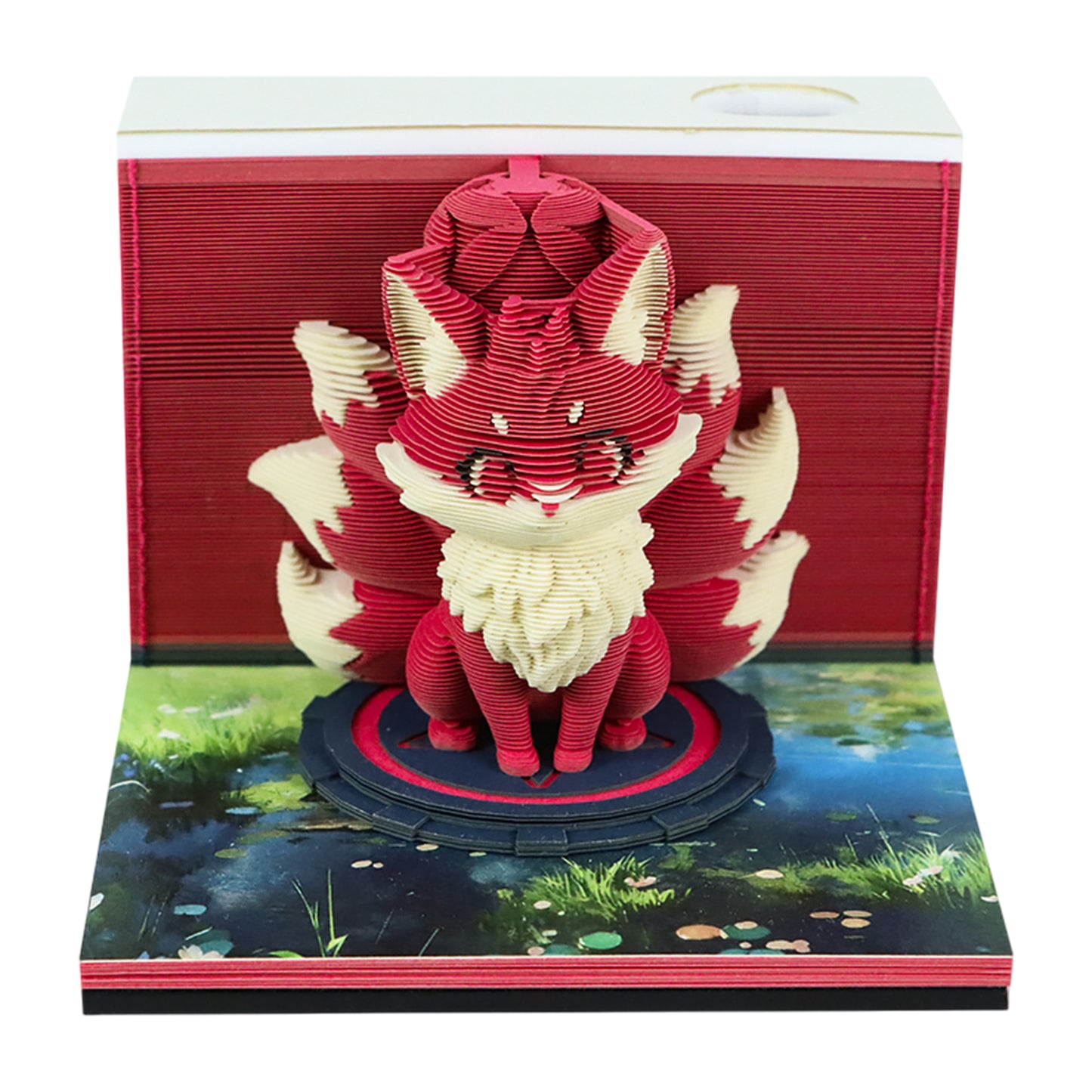 Legendary Nine Tailed Fox Model Hand Tear off 3D Calendar Memo Pad With Light
