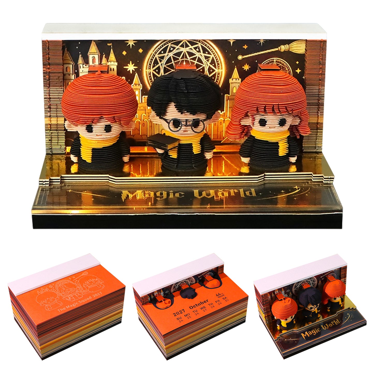 Magic World Wizard Trio 3D Calendar Memo Pad With Light