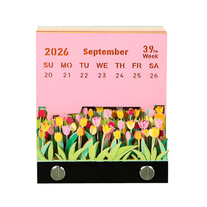Windmill and Flowers 3D Memo Pad（3D Calendar 2026）