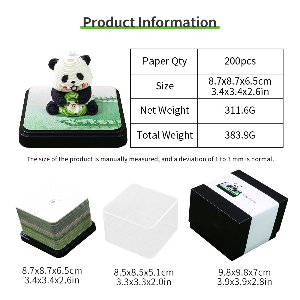 Panoramic Panda Model 3D Memo Pad