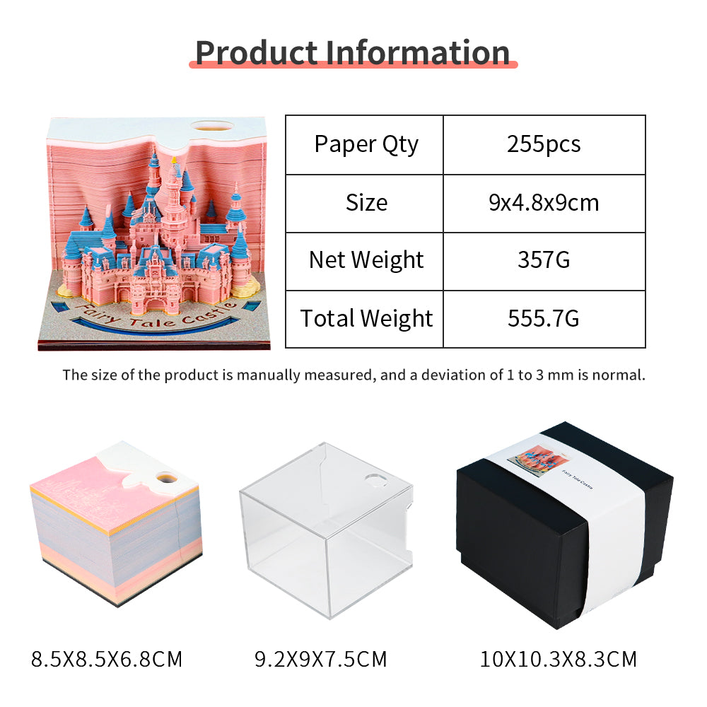 2025 hot selling Fairy tale castle  3D memo pad