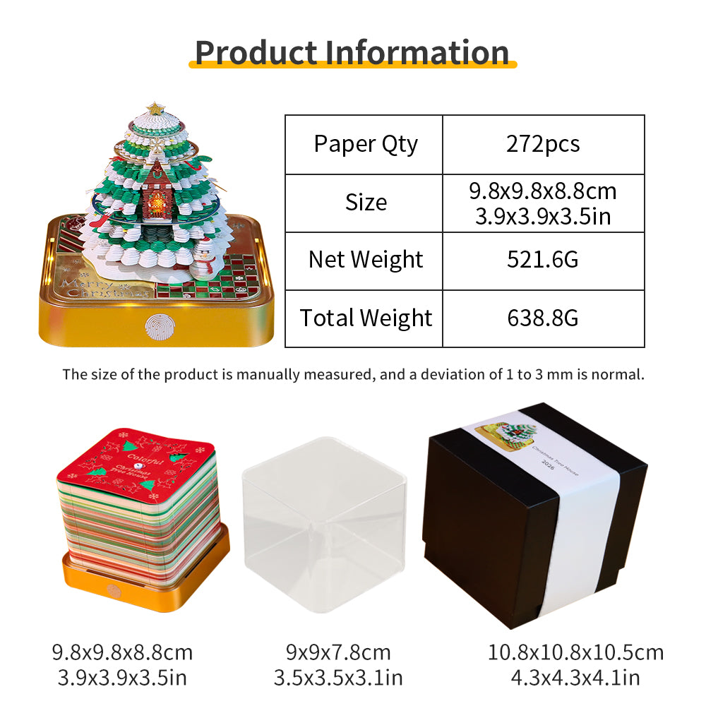 Christmas Tree Model Hidden 3D Calendar (Golden Base）