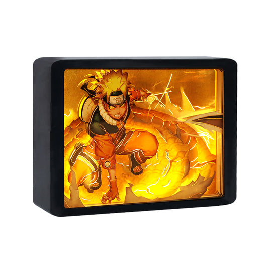 Uzumaki Anime Light Box Paper Craving Lamp（Black Shadow Box Frame）
