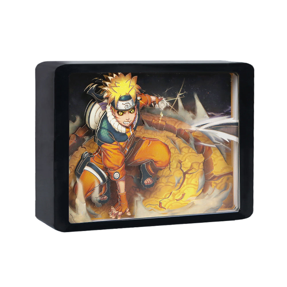 Uzumaki Anime Light Box Paper Craving Lamp（Black Shadow Box Frame）