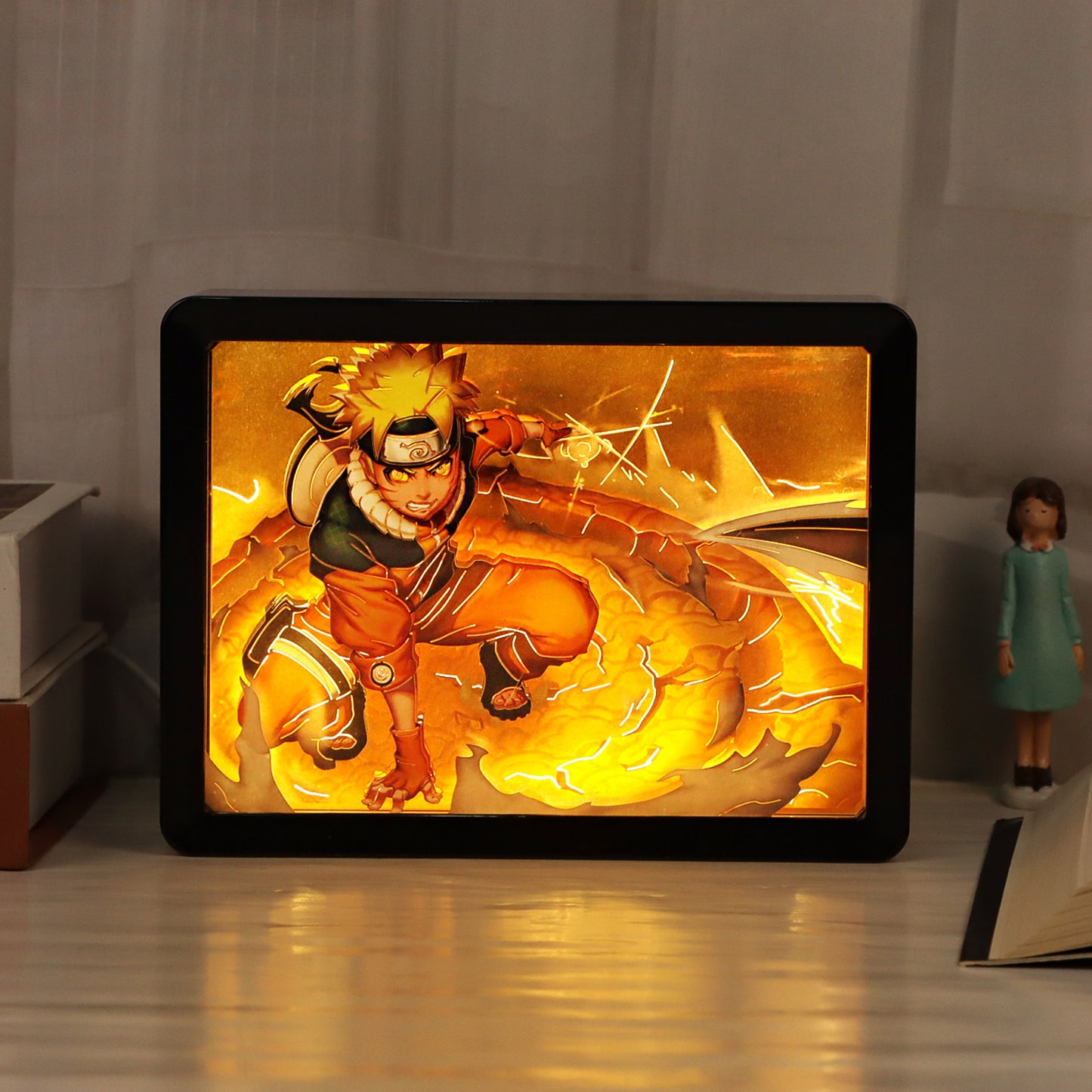 Uzumaki Anime Light Box Paper Craving Lamp（Black Shadow Box Frame）