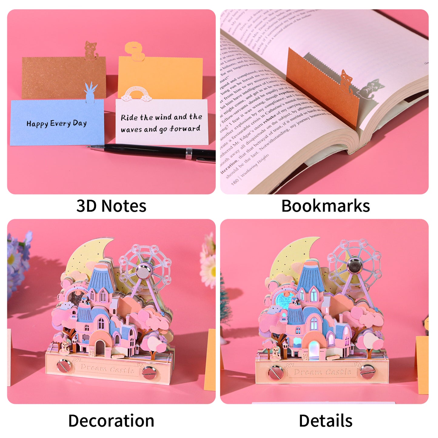 Kids Amusement Park Castle Ferris Wheel Tear Off 3D Memo Pad With Light