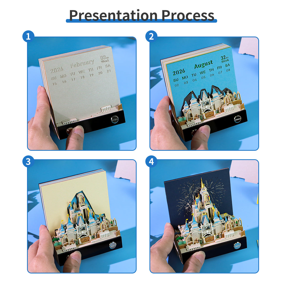 Disney Cinderella Castle 3D Memo Pad（3D Calendar 2026）