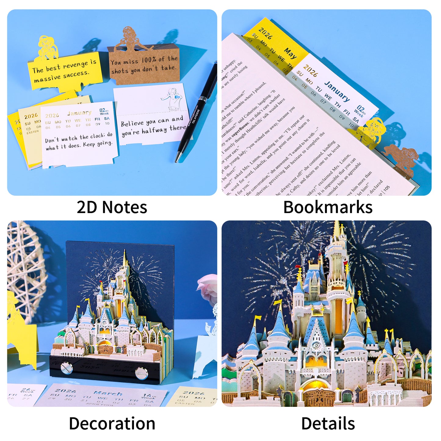 Disney Cinderella Castle 3D Memo Pad（3D Calendar 2026）