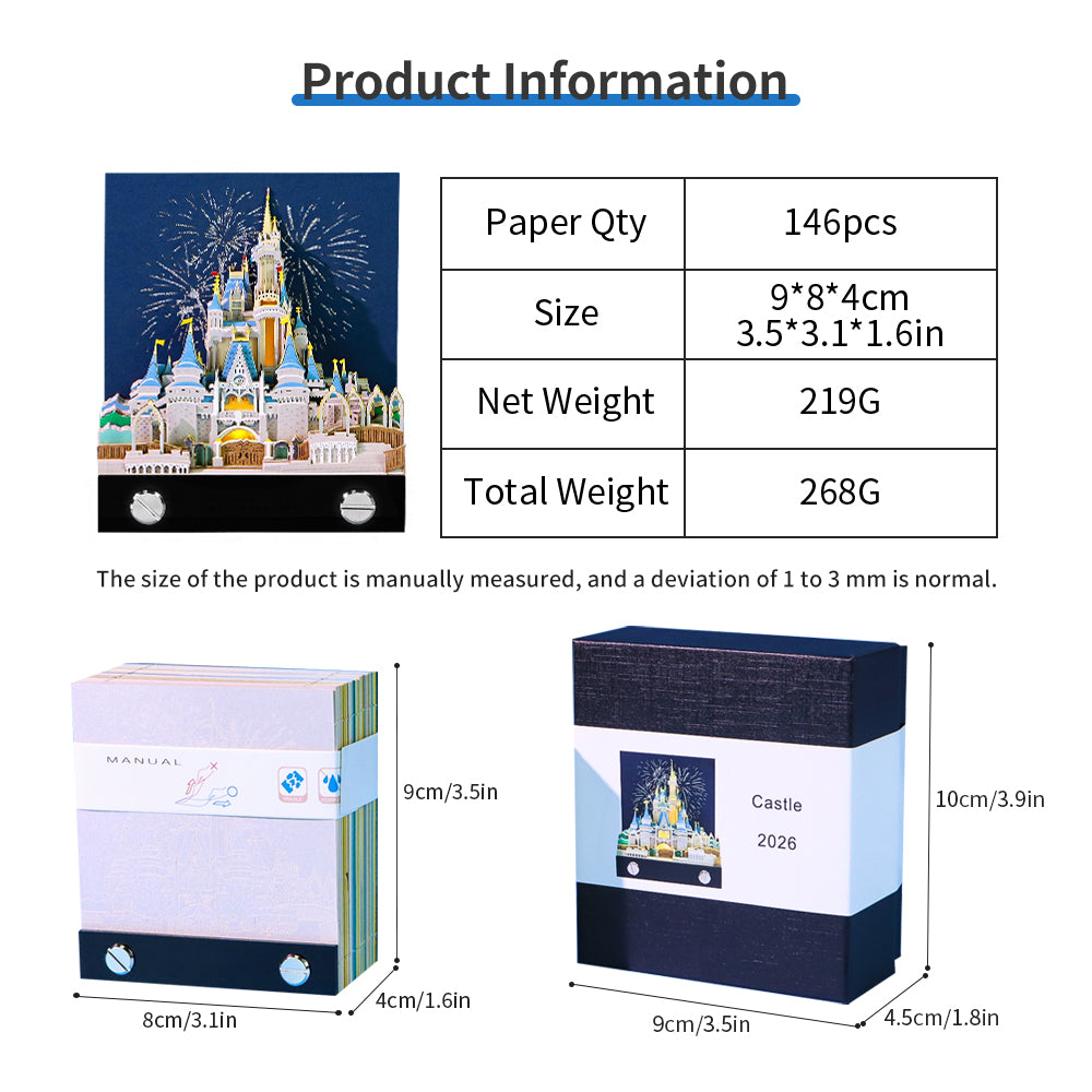 Disney Cinderella Castle 3D Memo Pad（3D Calendar 2026）