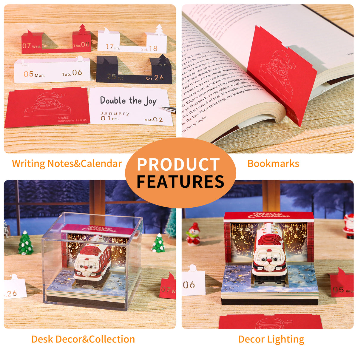 Cartoon Christmas Train 3d Model Hand Tear off 2027 Calendar Memo Pad