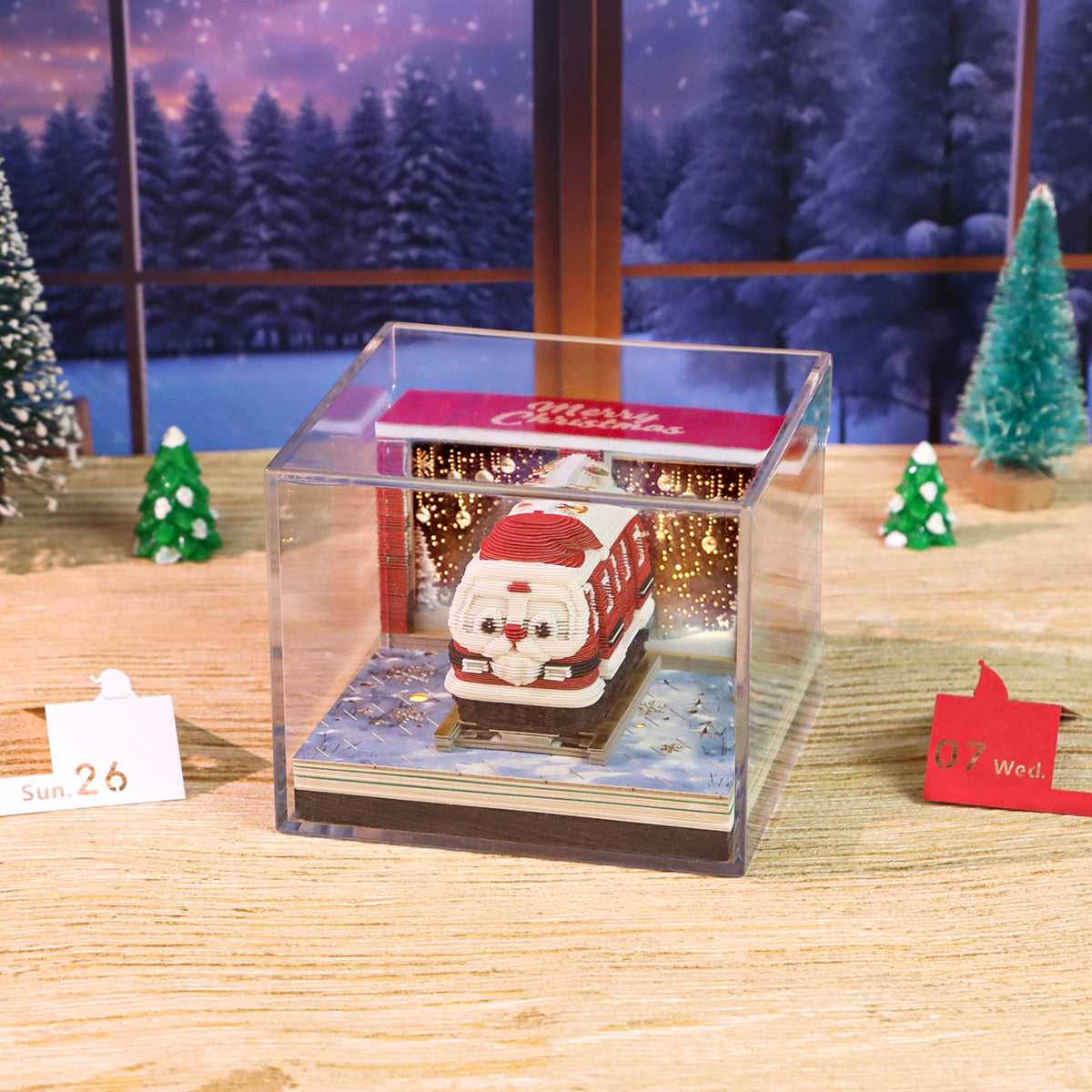 Cartoon Christmas Train 3d Model Hand Tear off 2027 Calendar Memo Pad