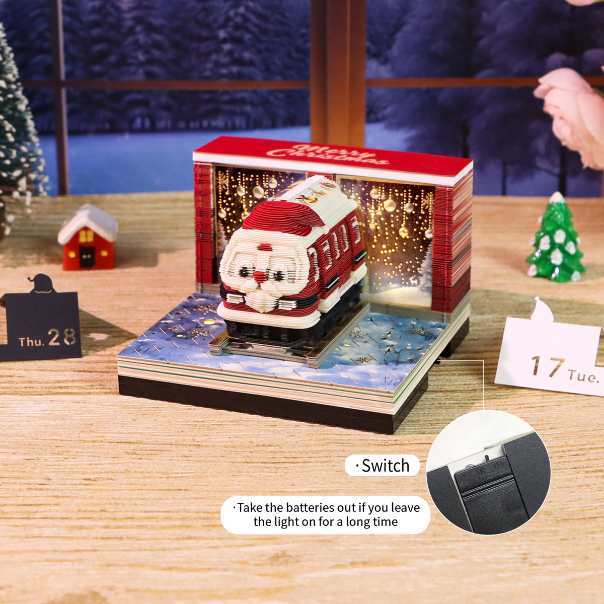 Cartoon Christmas Train 3d Model Hand Tear off 2027 Calendar Memo Pad