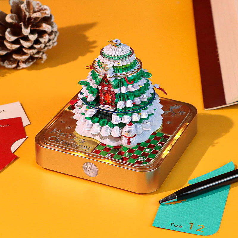 Christmas Tree Model Hidden 3D Calendar (Golden Base）