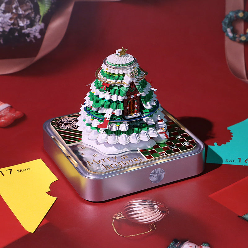 Christmas Tree Model Hidden 3D Calendar (Silver Base）
