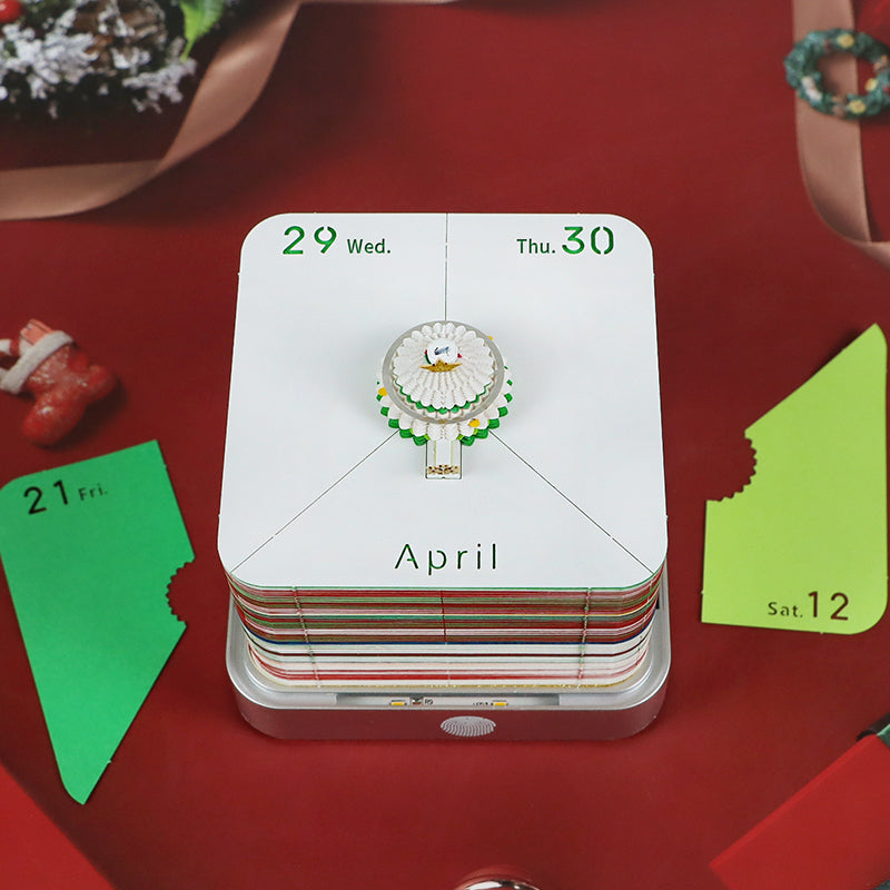 Christmas Tree Model Hidden 3D Calendar (Silver Base）