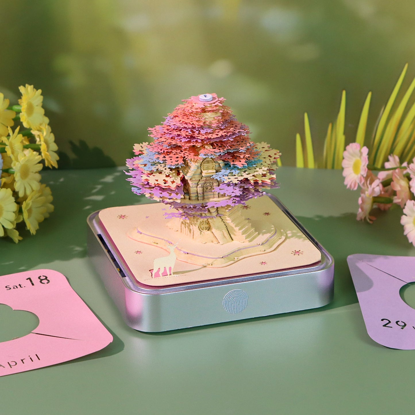 Colorful Tree House 3D Paper Sculpture Calendar Memo Pad With Light