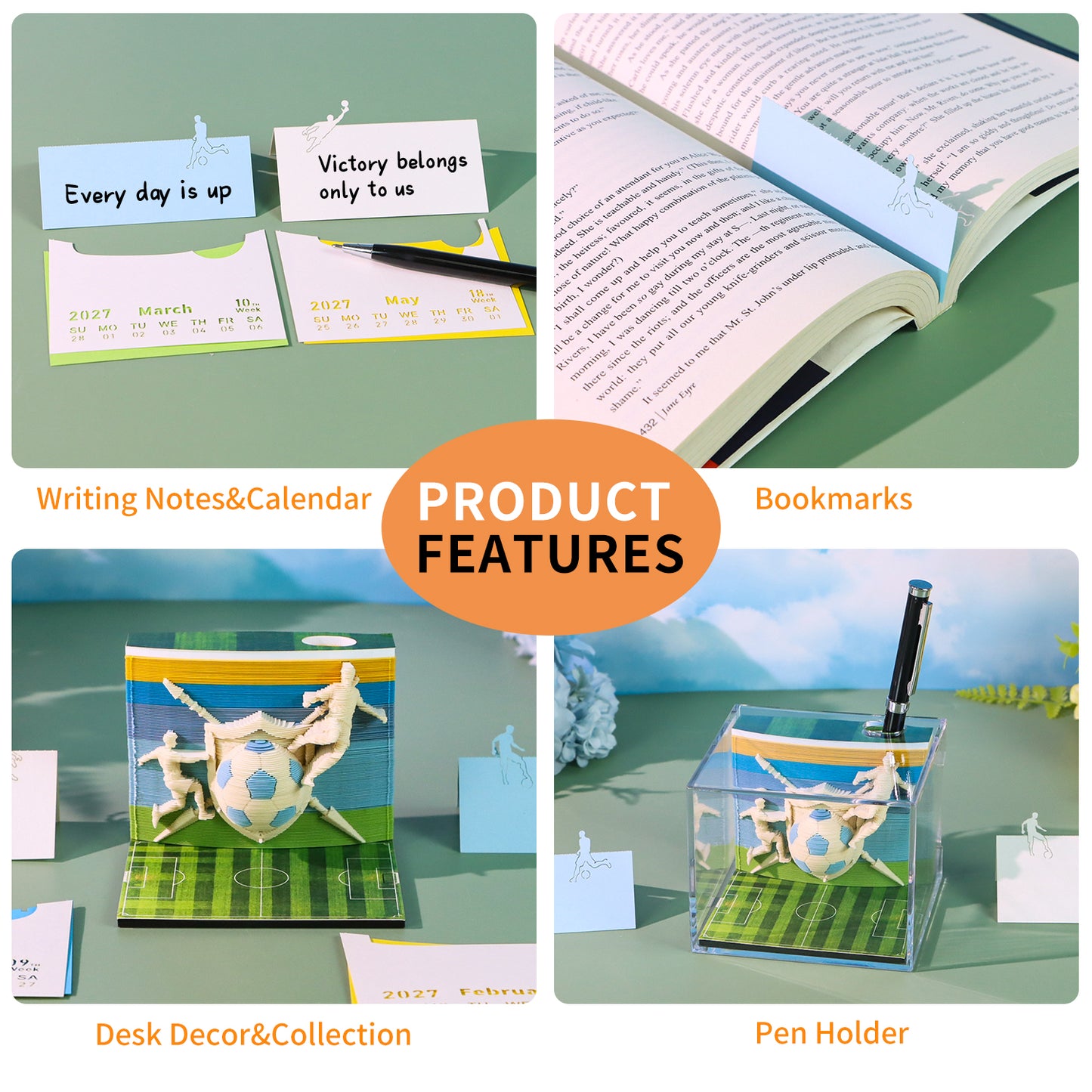 World Cup Football Model Hand Tear off 3D Calendar Memo Pad