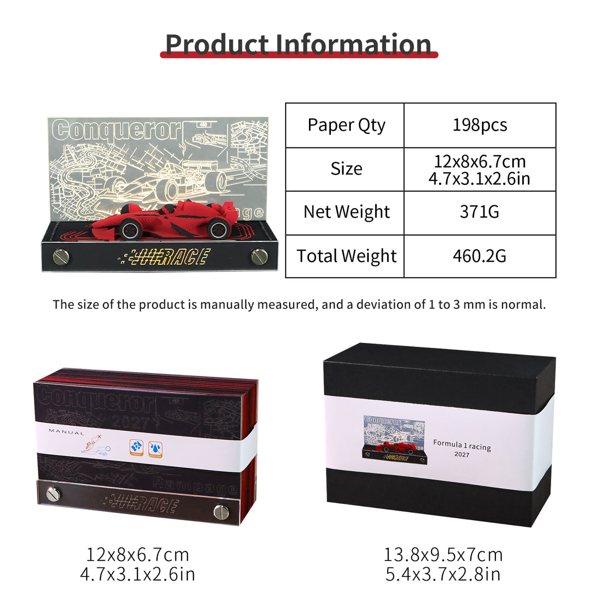 F1 Racing Car 3d Model Hand Tear off 2027 Calendar Memo Pad
