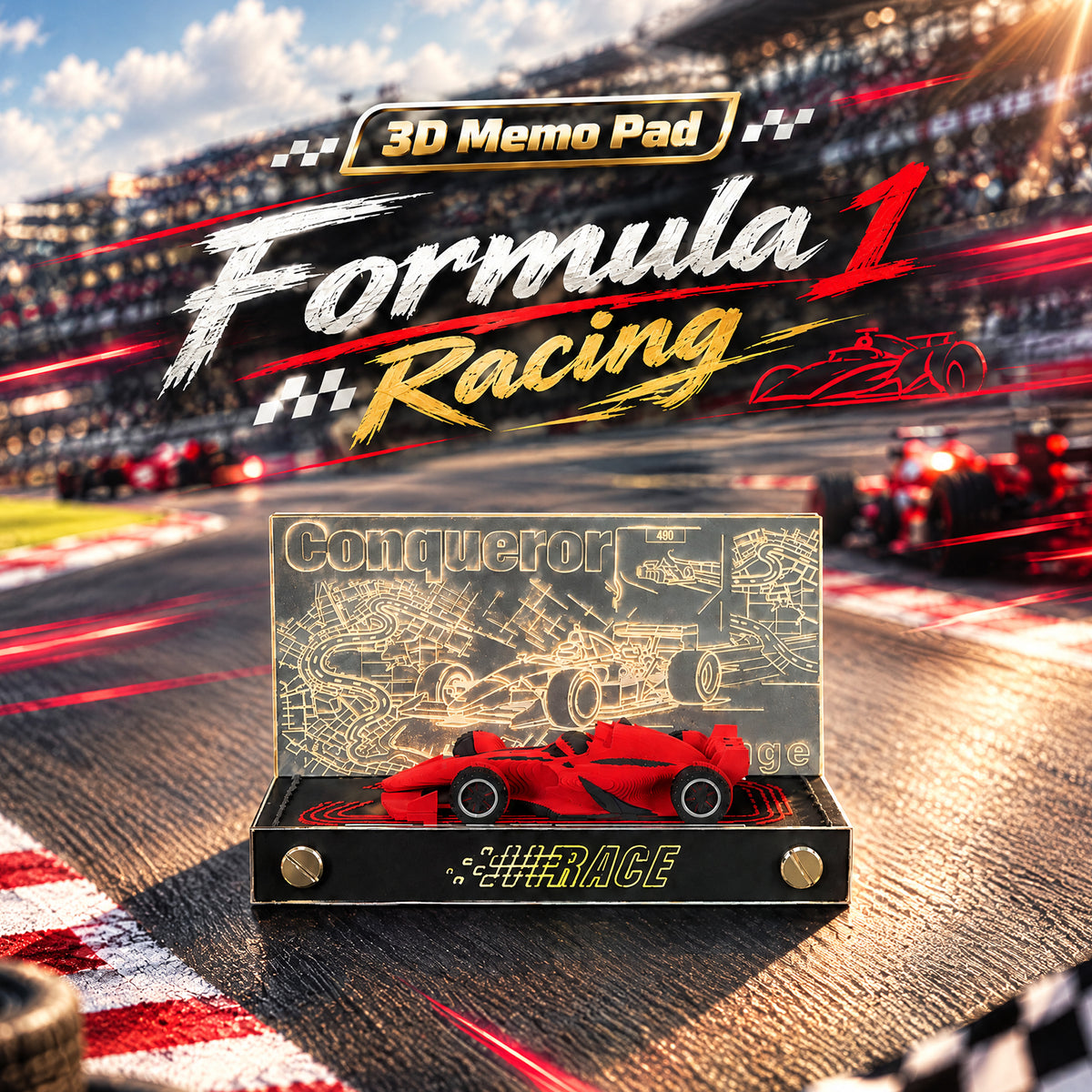 F1 Racing Car 3d Model Hand Tear off 2027 Calendar Memo Pad