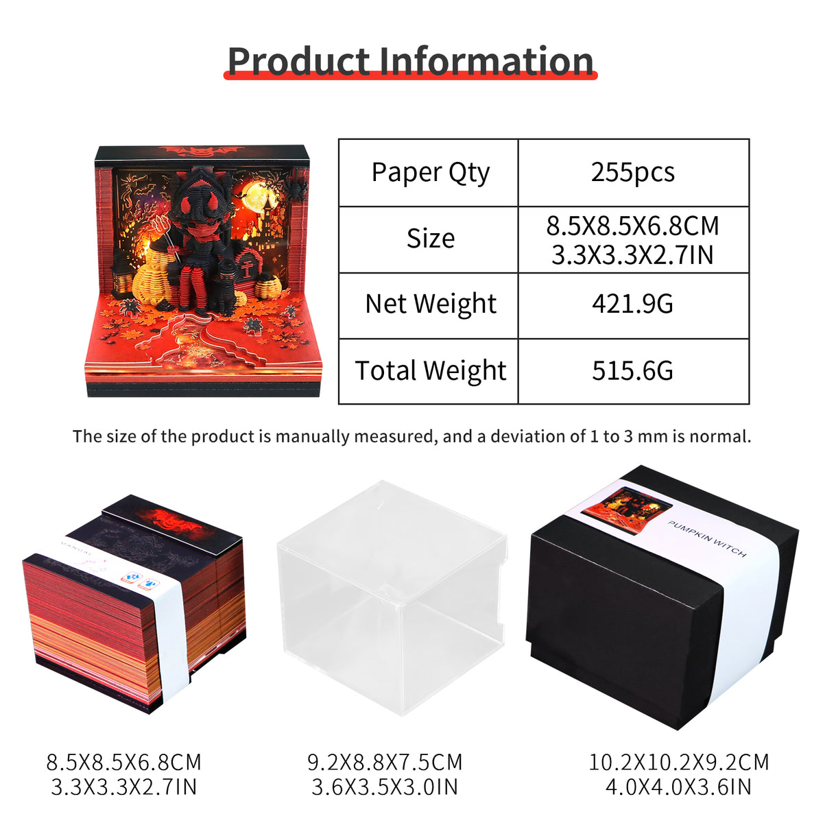Halloween Witch Model Hand Tear off 2027 Calendar 3D Memo Pad