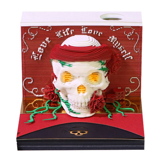 Christmas Gift Table Desk Calendar Custom Design Available Skull Head 3D Memo Pad 2026 3D Paper Craft Calendar For Gifting