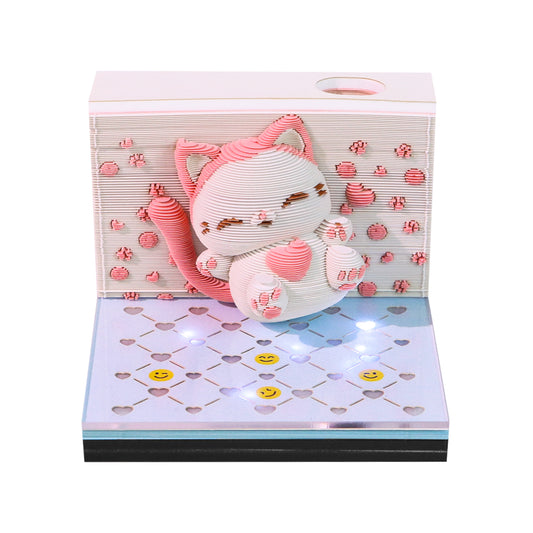 Jumping Cat 3D Model Hand Torn Memo Pad With Weekly Calendar 2026