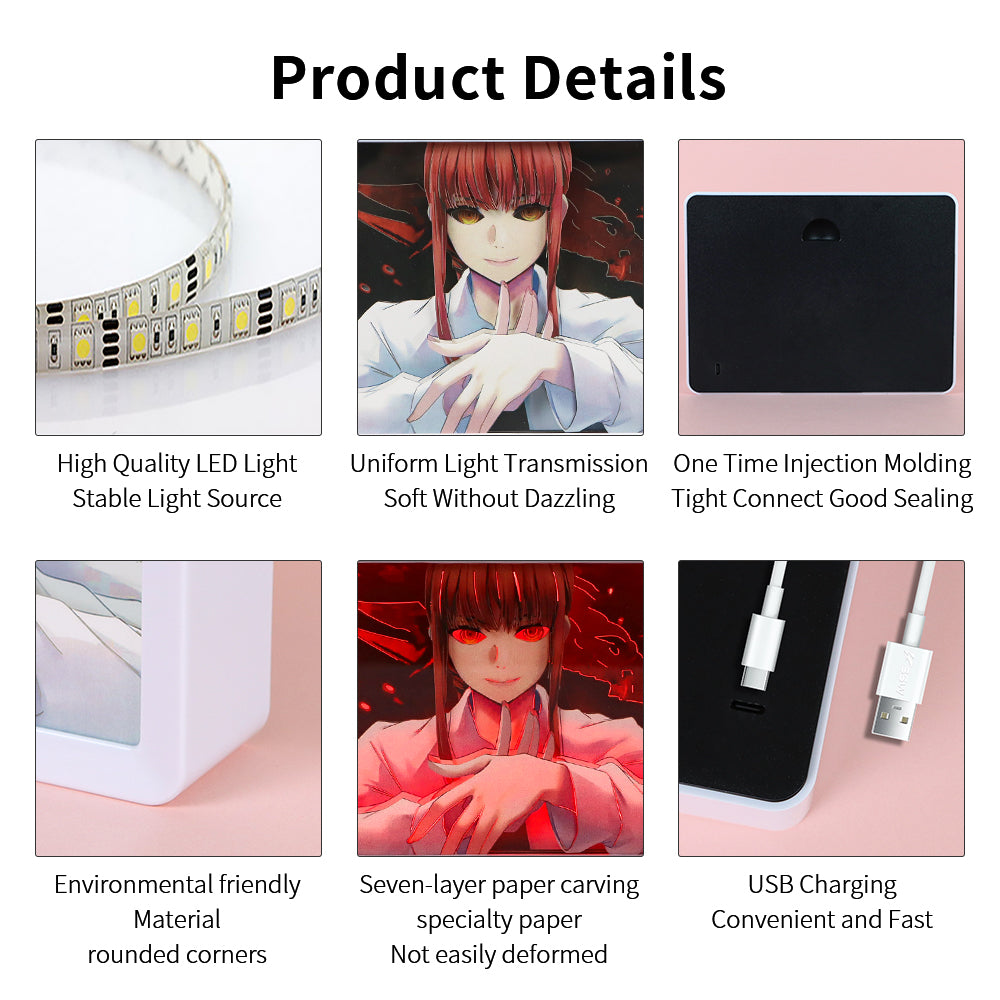 Máchima Anime Light Box Paper Craving Lamp（Black Shadow Box Frame）