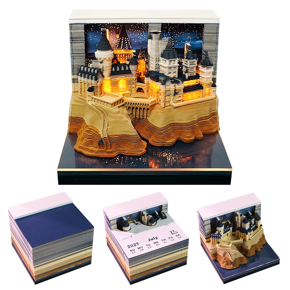 Magic Castle Model Hand Tear off 2027 Calendar 3D Memo Pad