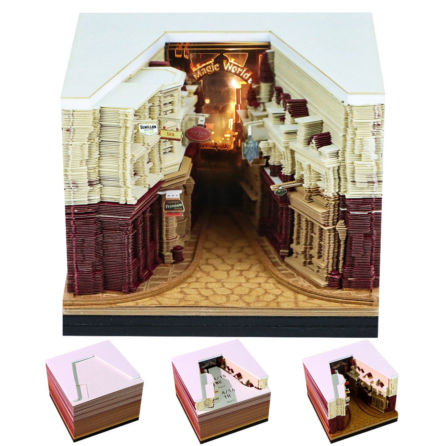 Magic Street Corner 3D Calendar Memo Pad With Light