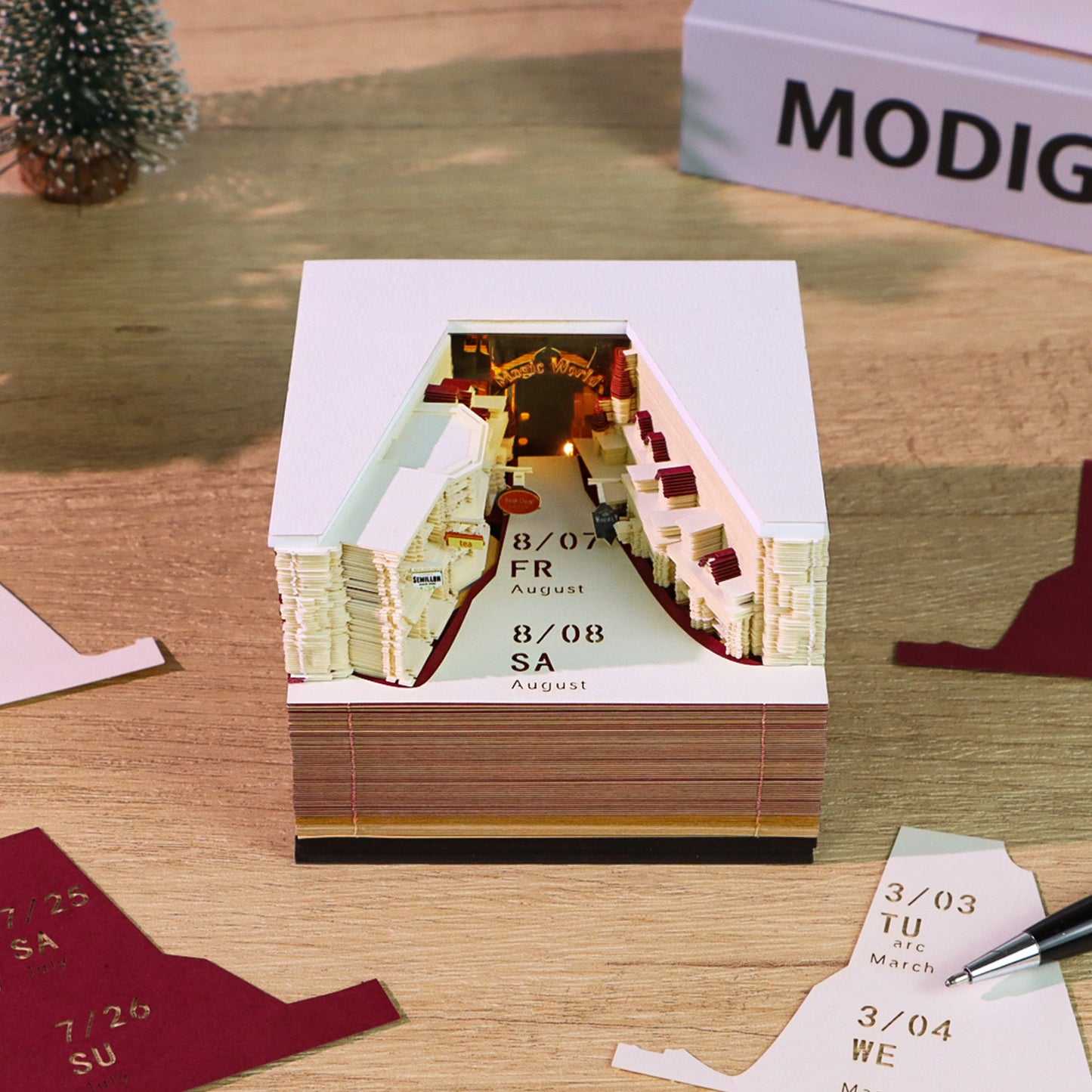 Magic Street Corner 3D Calendar Memo Pad With Light